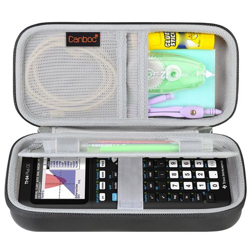 Canboc Carrying Case for Texas Instruments Ti-84 Plus CE/Ti-84 Plus/TI-83 Plus Color Graphing Calculator, Mesh Bag fit Cables, Manual, Black