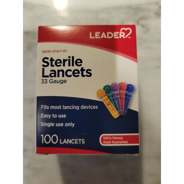 New Leader Sterile Lancets 33 Gauge 100 Lancets