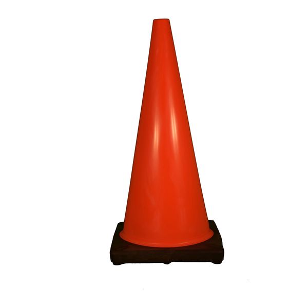 Cortina Traffic Cone, Vinyl with Black Base 03-500-07, 28" Height, Red/Orange