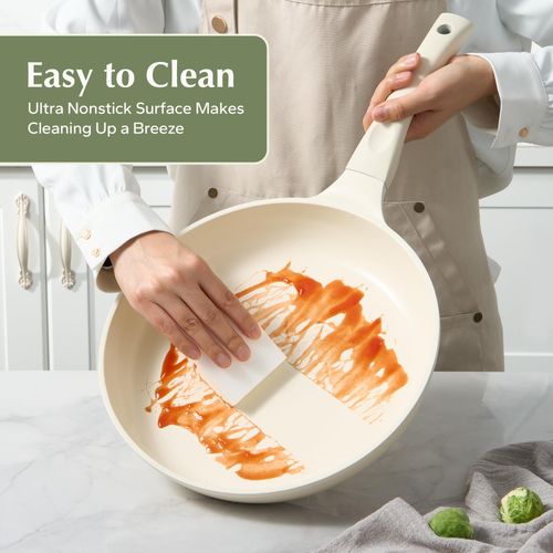 Redchef Ceramic Frying Pan, Small Nonstick Frying Pan, Non Stick Pans for Eggs & Omelets, PFOA & PFAS-Free, Compatible with All Cooktops, Beige, 9.5 Inches