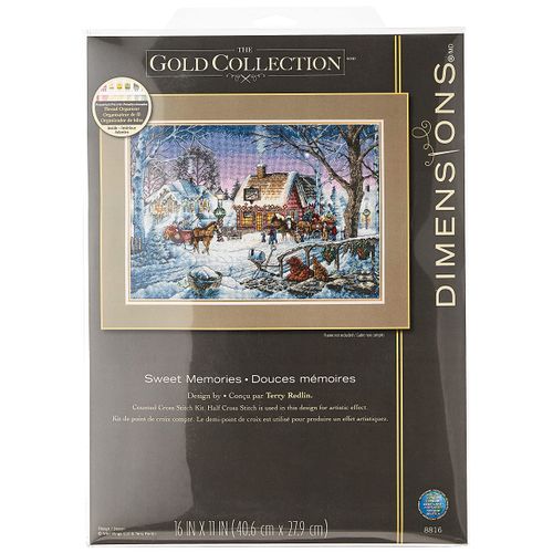 Dimensions Gold Collection Counted Cross Stitch Kit, Sweet Memories Christmas Cross Stitch, Dove Grey Aida, 16'' x 11'', multi-colored, 16 Count