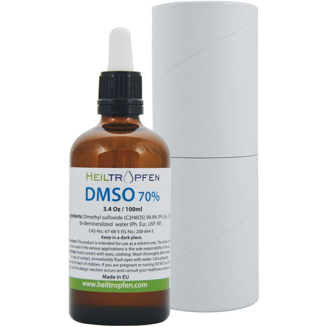 70% DMSO - Pharmaceutical Grade ingredients | Dimethyl sulfoxide Liquid 3.4 Oz - 100 ml | High Purity | Low Odor | Heiltropfen® DMSO Liquid 70/30