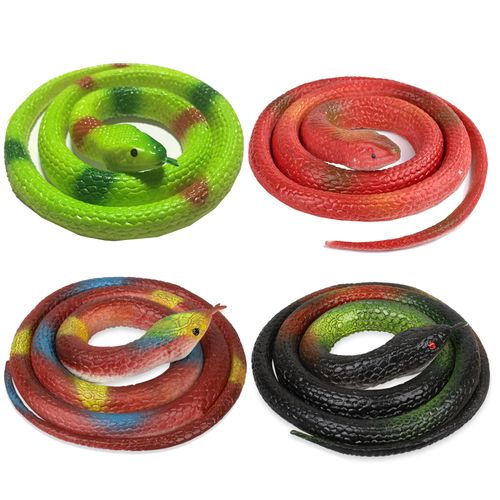 Rubber Snakes to Keep Birds Away - Realistic Fake Rubber Snakes for Garden Props to Scare Birds, Squirrels, Mice and Pranks (4 Pieces)