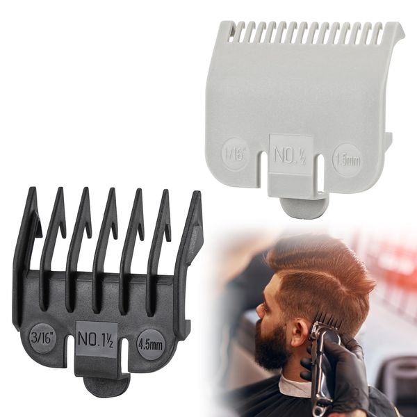 Clipper Guards 0.5 1.5, 2 pcs Hair Clipper Guard for Wahl Professional Clipper Replacement Combs Cutting Length 1 1/2”& 1/2”, Hair Clippers Salon Home Replacement Clipper Accessories (1.5 & 4.5 mm)