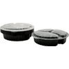 33oz 3-Compartment Round Meal Prep Containers with Lids Black 100pcs