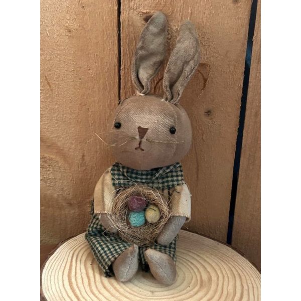 Primitive Bunny Rustic Rabbit Nest, Eggs Fabric spring Easter Decor Farmhouse