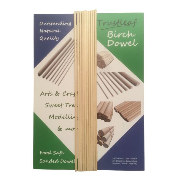 Trustleaf 4mm x 30cm Birch Hardwood Wooden Dowels (10 Dowels)