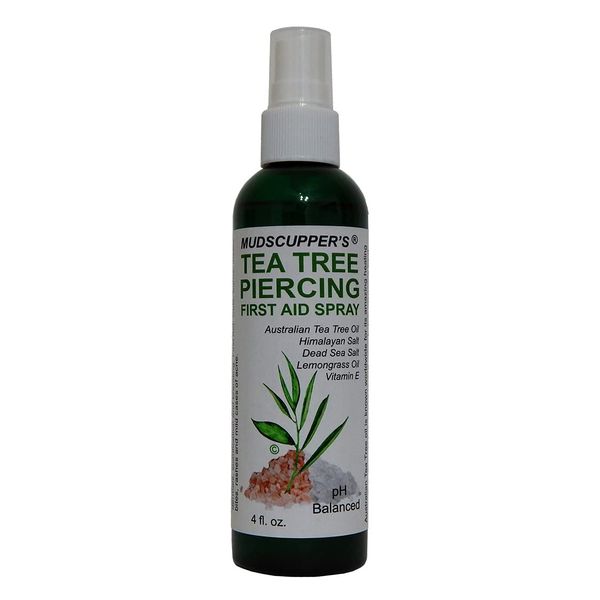 Mudscupper's TEA TREE PIERCING SPRAY ! Piercing Aftercare & Treatment - Safe & Gentle Piercing Care 4 fl. oz.