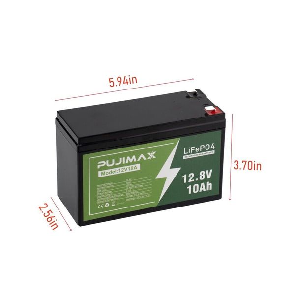 12V LiFePO4 Lithium Battery 10Ah Built-in BMS for Cycle RV Trolling Motor Boat