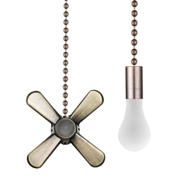 SmoTecQ Ceiling Fan Pull Chain Extender with Decorative Frosted Glass Bulb and Fan Cord, Fit All Standard 3mm Diameter Ceiling Fans and Light Fixtures Factory Pull (Basic 12 inch, Bronze)