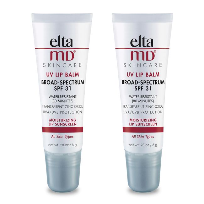 EltaMD UV Lip Balm Sunscreen, SPF 36 Sunscreen Lip Balm with SPF, Moisturizes and Protects Dry Cracked Lips, Water Resistant up to 80 Minutes, Transparent Zinc Oxide Lip Sunscreen,(2 Pack)