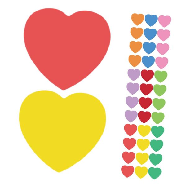 DIKACA Heart Cutout Name Tags Bulletin Board Cutout Paper Notes Card for Kids Classroom Heart Cutout