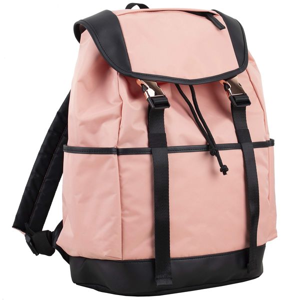 FUEL Drawstring Backpack With Double Rose Gold Buckles, Blush Pink
