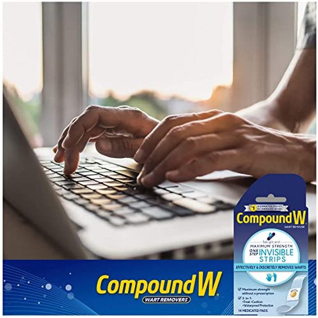 Compound W Maximum Strength One Step Invisible Wart Remover Strips, 14