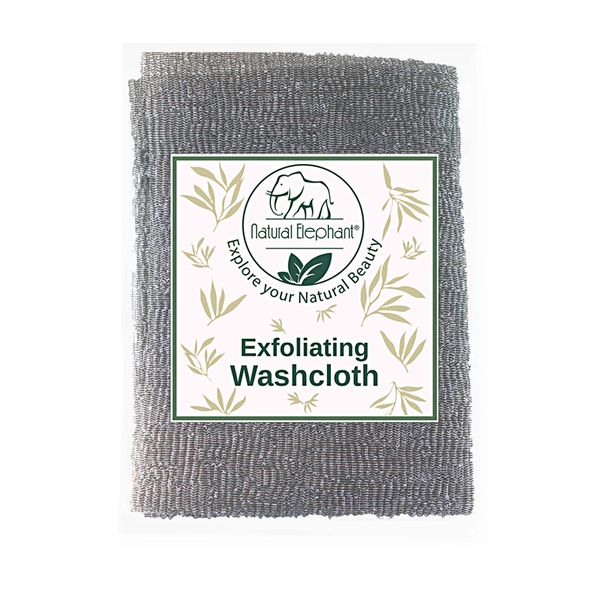 Natural Elephant Exfoliating Washcloth Charcoal Grey Japanese Shower Scrubber for Body (Single Washcloth)