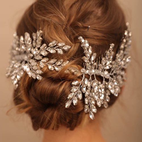 BERYUAN Rhinestone Wedding Hair Accessory Crystal Wide Headband for Bride (Gold)