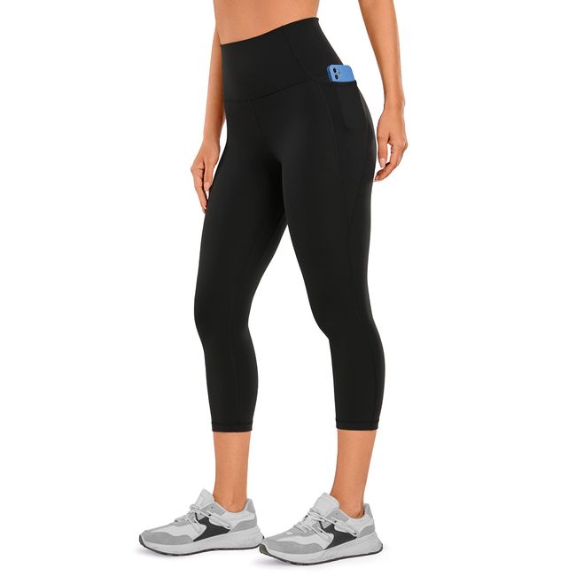 CRZ YOGA Womens Butterluxe Workout Capri Leggings with Pockets 21 Inches - High Waisted Gym Athletic Crop Yoga Leggings Black Medium