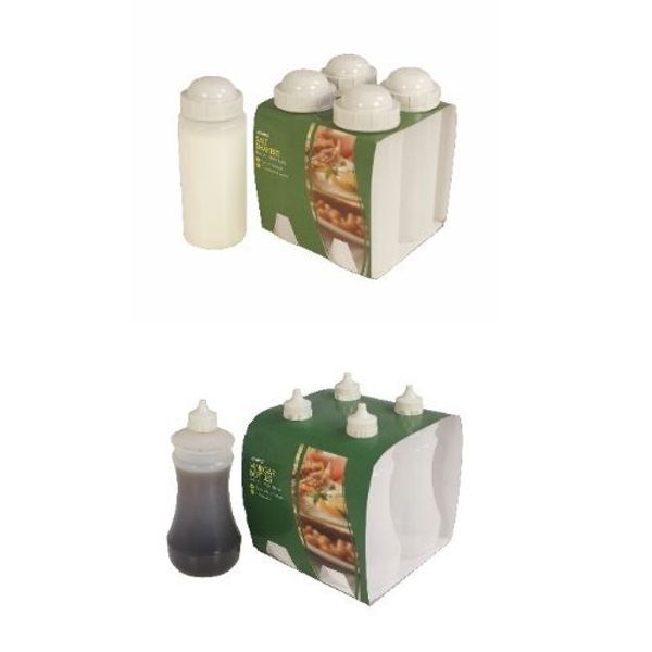 Four Traditional White Fish and Chip shop Salt Shakers (500mls) and Four Vinegar Bottles (375mls) by Sunnex