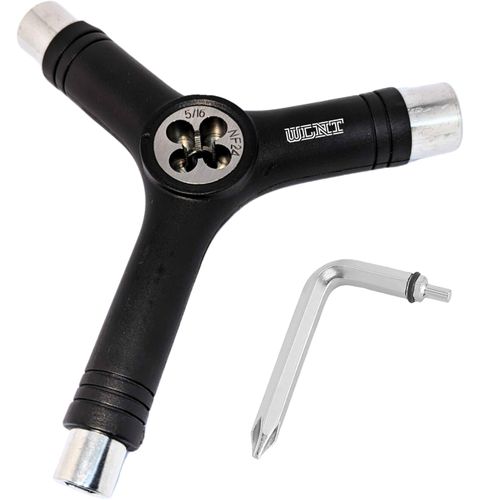 WalnutSkate All-Purpose Skateboard Tool [Domestic Brand] Skateboard Assembly Disassembly [90 Day Warranty] Compact Skate Tool T-Wrench / Y Wrench, Threaded / Ratchet Type (Y-TOOL BLACK/WHITE)