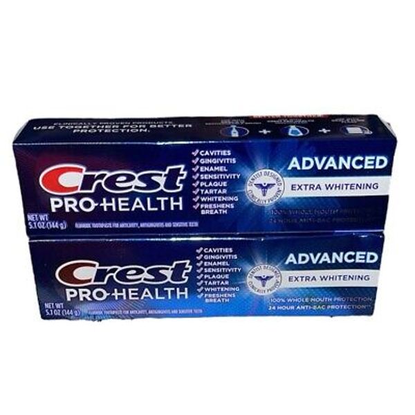 Lot Of 2 - Crest Pro-Health Advanced Extra Whitening Toothpaste 5.1 OZ Exp: 2/26