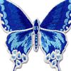 Butterfly Embroidered Badge Iron On Sew On Patch, Blue