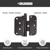 Ultimate 2d Adjustable steel Guide Hinge Removable Pin F8709 Rustic Umber