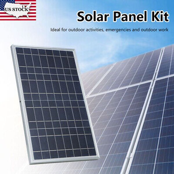 Portable 15W 12V Solar Panel Kit w/ Alligator Clip Waterproof Indoor Outdoor US