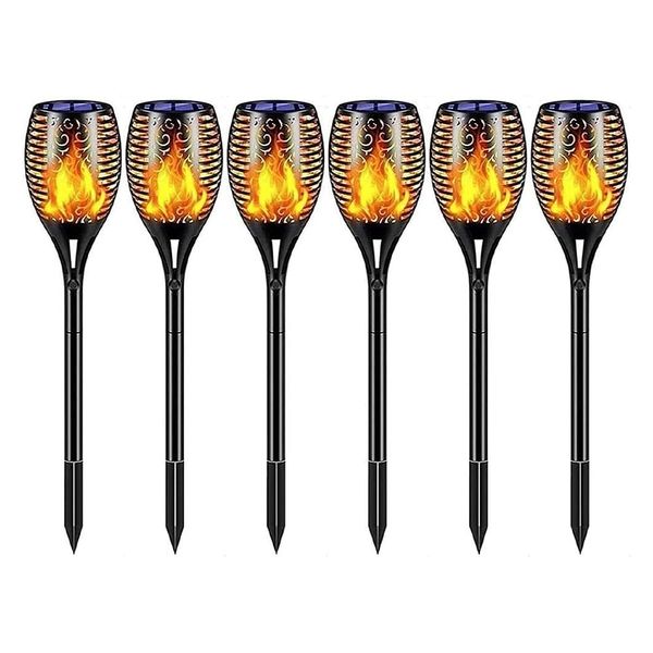 Easylife Solar Garden Lights, Pack of 6, Flickering Flame Effect, Solar Powered Torches for Garden, Weather-Resistant Outdoor Lighting H52cm x Dia7cm - Fully Guaranteed | Purple | Size 4-9