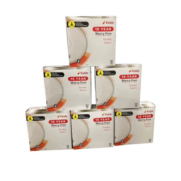 Kidde Smoke Alarms i12010S Interconnect with Sealed Battery Hardwired, Pack of 6