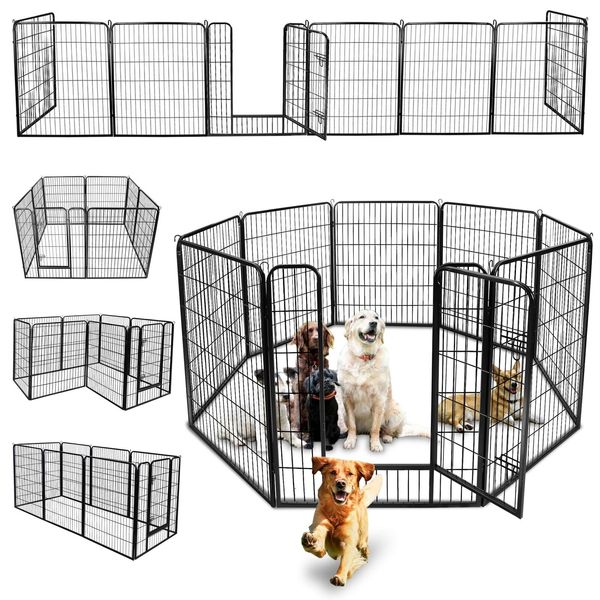 39"  8 Panel Detachable Exercise Fence Metal Dog Playpen Multiple Shap For Pet