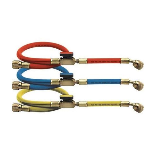 CPS HP6L 3-Pack 6' Refrigerant Charging Hoses | 1/4 Inch SAE, In-Line Ball Valve, 45° Bend | Leakproof, Durable for HVAC/R Us