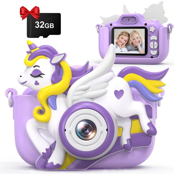 Kids Camera for Girls Boys, 2.0 HD IPS Screen 1080P Video Kids Kigital Camera for 3 4 5 6 7 8 9 Years Old, Kids Digital Camera for Toddler Age 3-12,Christmas Birthday Gift Toy for Girl Boy