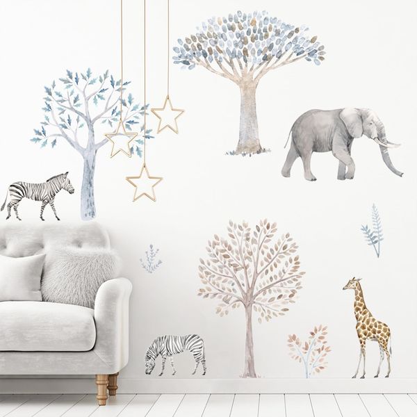 astylishome Wandtattoo Kinderzimmer Wandsticker Dschungel Tiere Wall Decal Kinder Babyzimmer Dschungel Safari Löwe Wandaufkleber Wohnzimmer Selbstklebend 1503