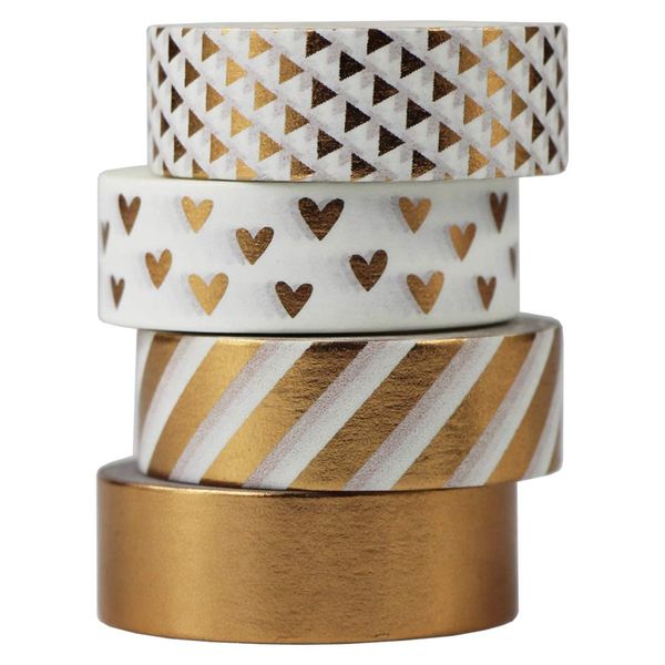 Gouert 4 Rollen Washi Tape Design Kupfer Dekoband Masking Tape Dekorative Klebeband buntes Klebebänder für DIY Craft Scrapbooking Geschenkpapier