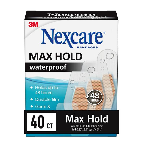 Nexcare Max Hold Waterproof Bandages: Assorted 40 Count (Clear) / 40 Count