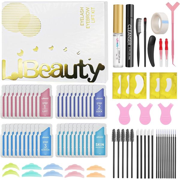 Libeauty Lifting ciglia e laminazione delle sopracciglia, kit professionale Lash Perm, strumento completo e cheratina, curling perming salon semipermanente e uso domestico, dura circa 6-8 settimane