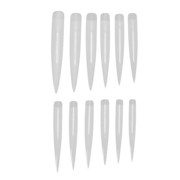 Frcolor Nail Tips Long False Nails Pointed Nail Supplies False Nails Plain Practice Nail Art Supplies Set of 120 (Natural Color)