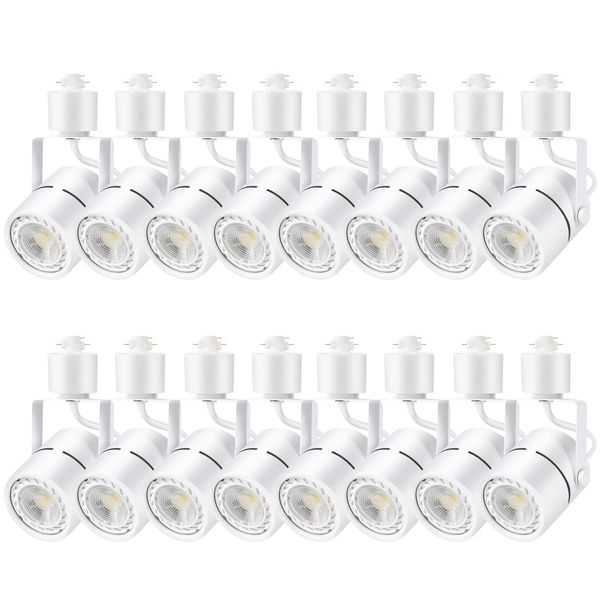 MOCAOIRE LED Track Lighting Heads, 10W Adjustable LED Track Light Fixtures for Accent Retail Artwork,4000K Cool White, h Type Track Lights - 120V 24° Angle Halo Type- 16 Pack (White)