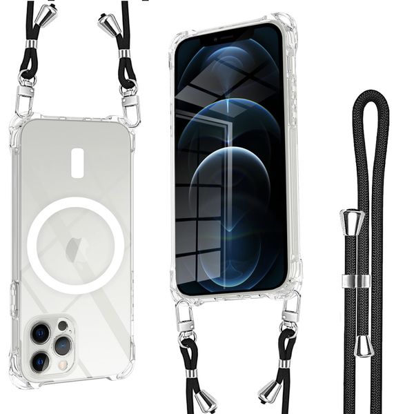 iPhone 14 Case, Magsafe Compatible with Magnets, iPhone 14 Case, Includes 2 Shoulder Straps, Includes Drawstring, Neck or Shoulder Strap, Adjustable Length, With Cover - Strap Hole, Shockproof,