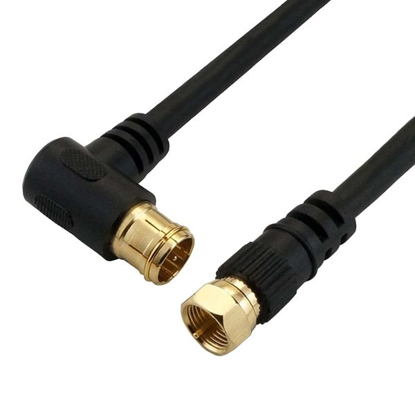 HORIC HAT50-044LSBK Antenna Cable, S-4C-FB Coaxial, 16.4 ft (5 m), Compatible with 4K/8K Broadcasting (3,224 MHz)/BS/CS/Terrestrial Digital/CATV, Black, L-Shaped Plug-In Type/Screw Type Connector