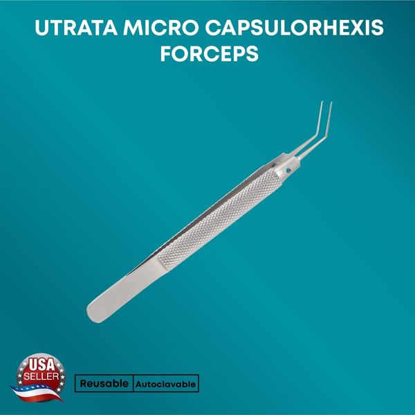 Utrata Micro Capsulorhexis Forceps 11mm Shanks Serrated Ophthalmic Instruments