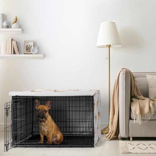Sweet Jojo Designs 36in. Medium Dog Crate Cover (Frenchie) Pet Cage, Kennel Covers (French Bulldog, Puppy Dogs, Modern, Dog, Whimsical, Pet, Puppies, Cartoon, Minimalist Doggy)