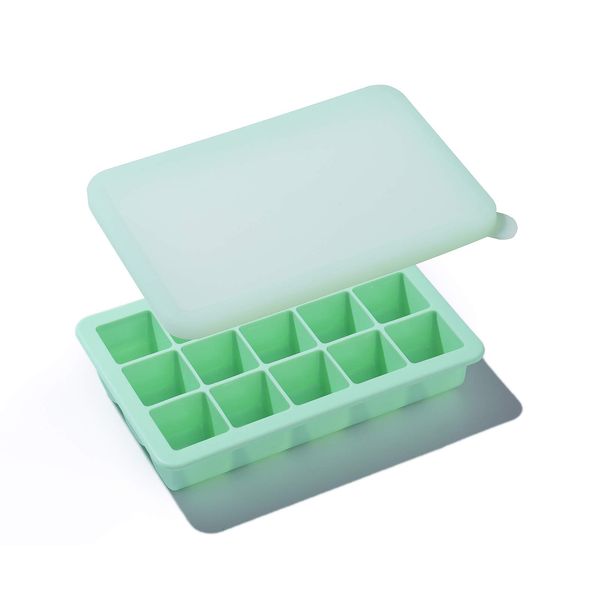 Kalar 9 Blocks 15 Blocks Frozen Divided Baby Food Storage Container Ice Cube Tray Baby Food Ice Tray (15 Blocks, Green)..