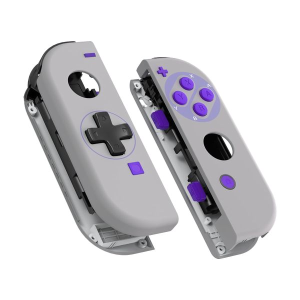 eXtremeRate Classics SNES Style Joy con Handheld Controller Housing (D-Pad Version) with Full Set Buttons, DIY Replacement Shell Case for Nintendo Switch Joycon & Switch OLED Joy con