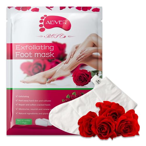 P-Beauty Rose Foot Mask, Intensive Foot Scrub, Anti Callus Socks, Skin Renewal & Moisture, Removes Corns & Cracks, 1 Pair