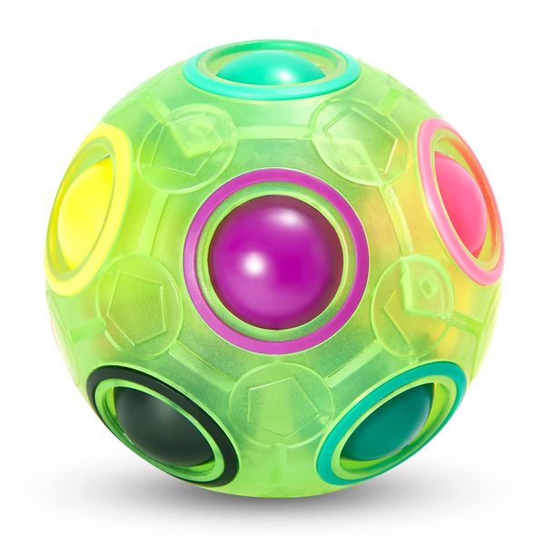 Vdealen Magic Rainbow Puzzle Ball, Fidget Ball Puzzle Brain Teaser Fidget Toy for Boys & Girls- Birthday Party Easter Valentines Day Christmas Stocking Stuffers for Kids Teen & Adults(Green)