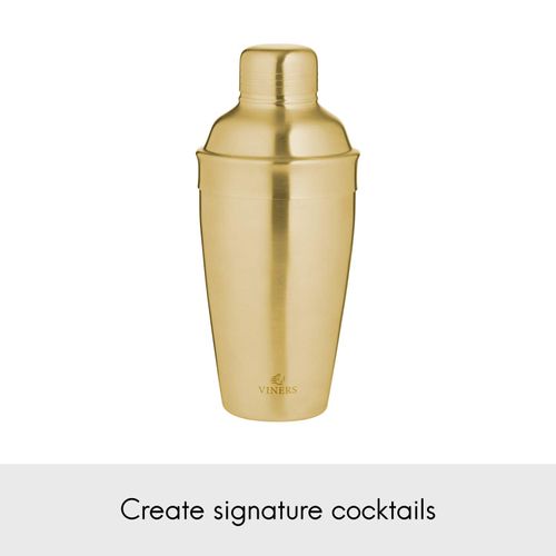 Viners Barware Gold Brushed Stainless Steel Cocktail Shaker, 500 Millilitre