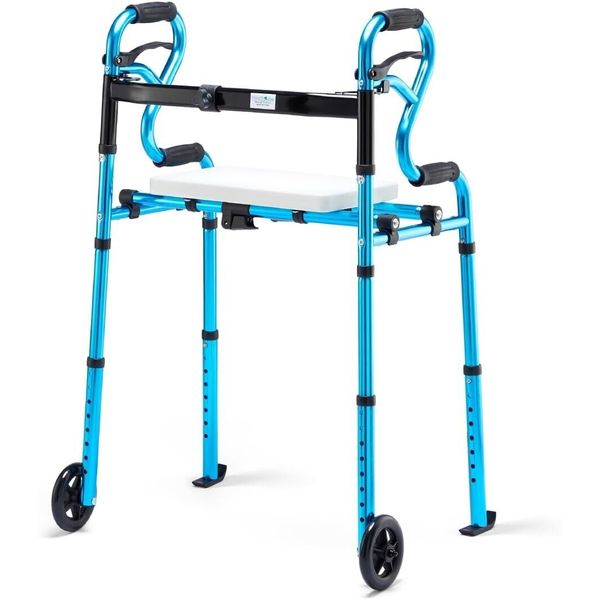 4 in 1 Bariatric Folding Walker with Detachable Seat Adjustable Height & Width