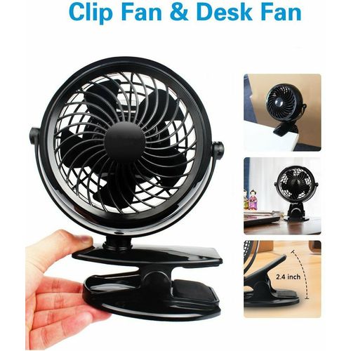 Gazeled Battery Operated Fans, Stroller Fan Battery Operated, Portable Battery Powered Fan with Clip, 5 Inch Cordless Fan for Camping, Mini Quiet Personal Fan for Bed, Car, 8 Free AA Batteries