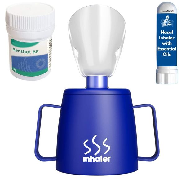 NanaCare UK Steam Inhaler Cup with Powerful Menthol Crystals and Nasal Stick | The Personal Steam Inhaler Provides Relief from Flu, Colds, Blocked Nose and Cough | Suitable for Adults and Kids